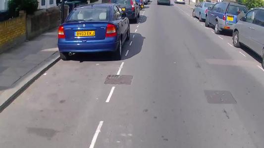Blue Vauxhall Astra (BV03EKJ)