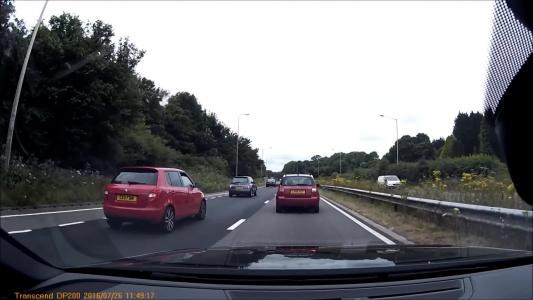 Red Skoda Fabia (CE11FDM)